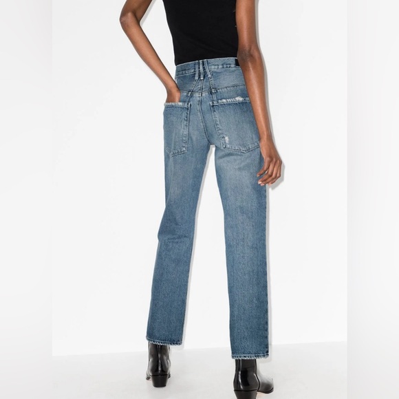 RtA Dexter Belted Boyfriend Jeans Light Blue Denim Size M - Picture 2 of 7